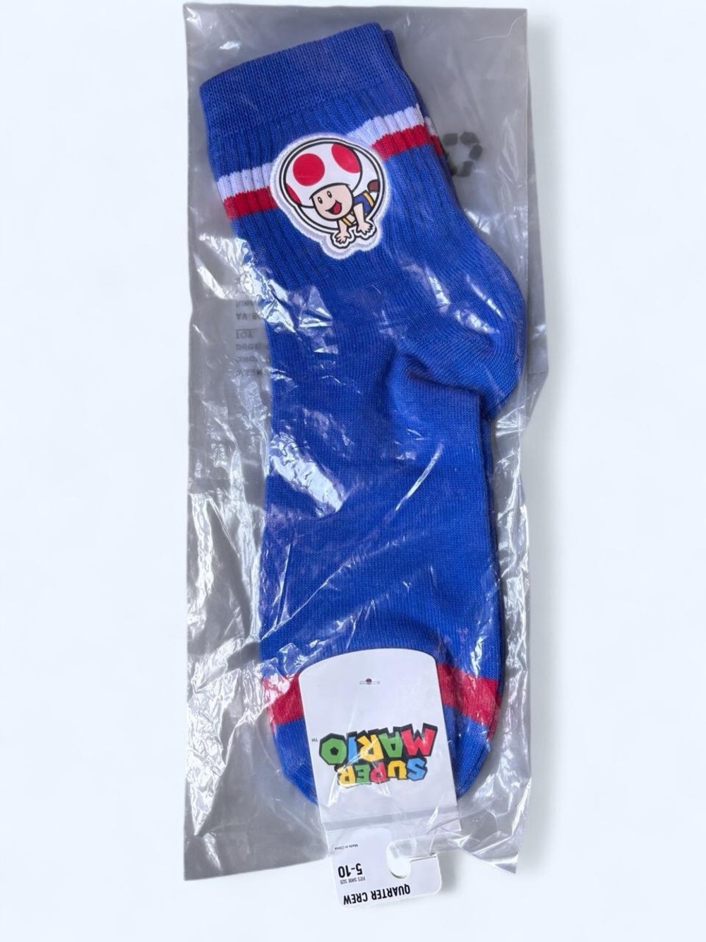Nintendo Blue Toad Crew Socks with Red & White Stripes